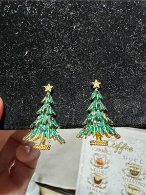 Vintage Eisenberg Ice Christmas Tree Clip-on Earrings